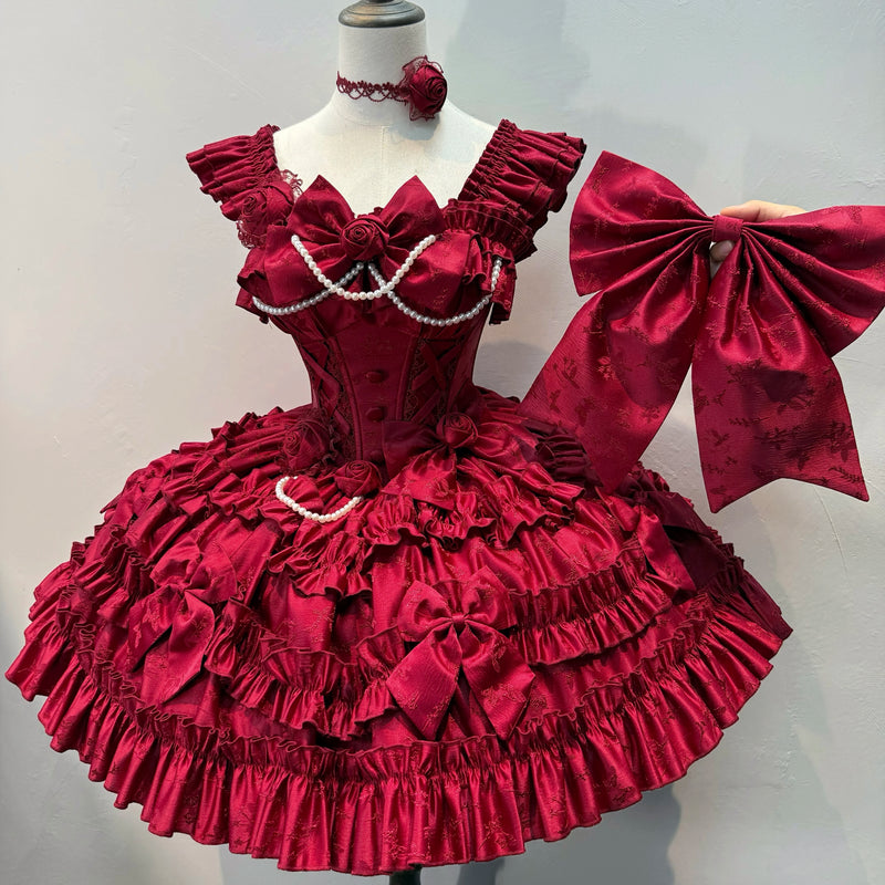 Dessert - Babalya Sweet Lolita Dress Set - Polka dot tiered skirt