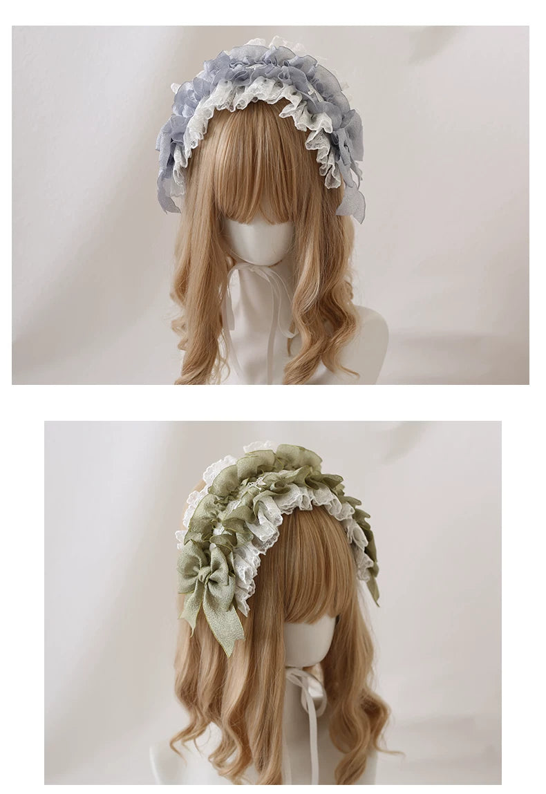 Little Ghost Accessories - Little Bud - Layered Lace Headband with Ribbon Ties