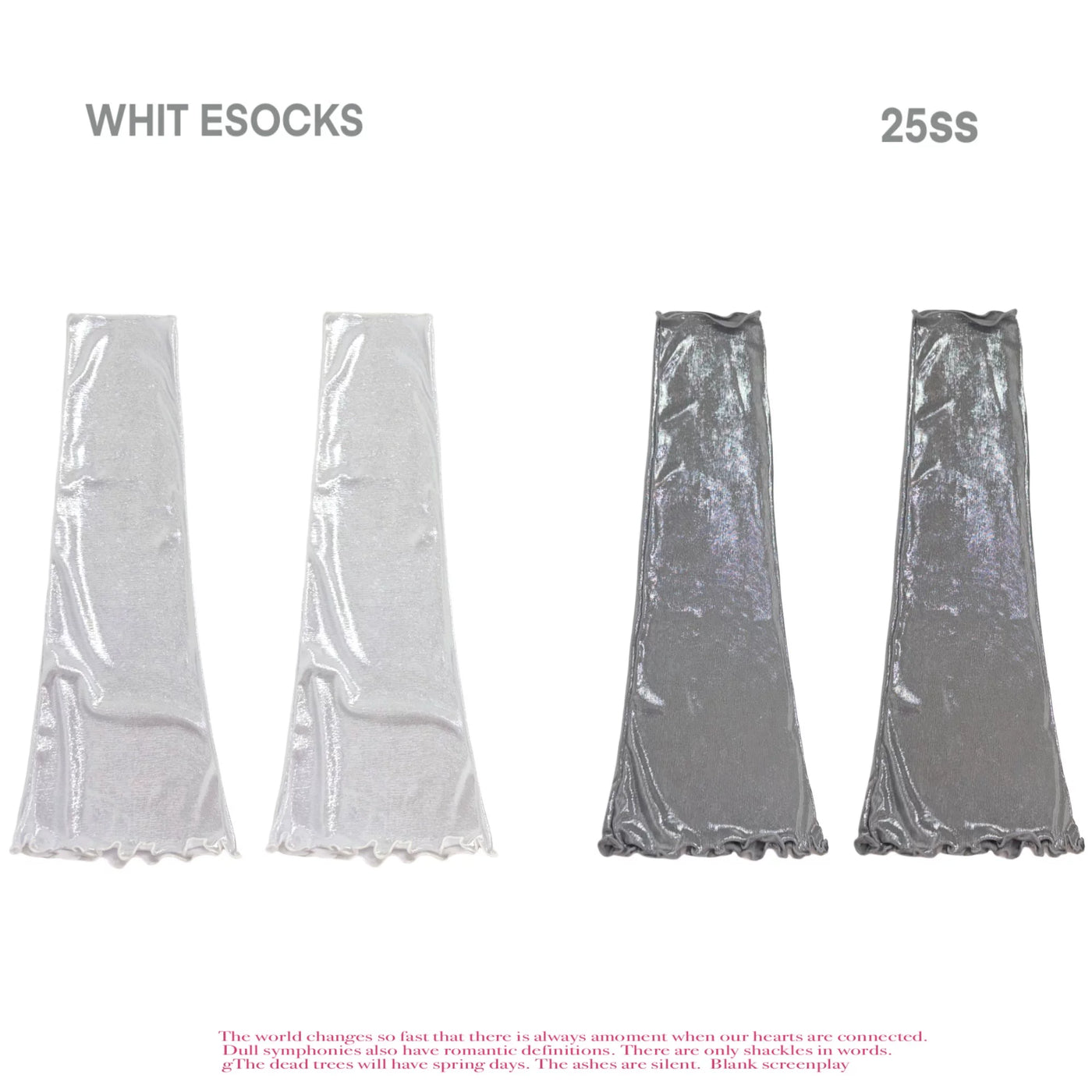 White + Grey two-color shimmer cuffed Lolita sock set