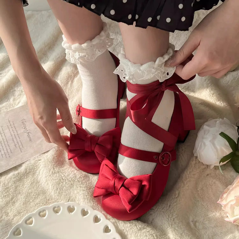 MODO Sissi Round-Toe Satin Lolita Shoes – design details – view 8