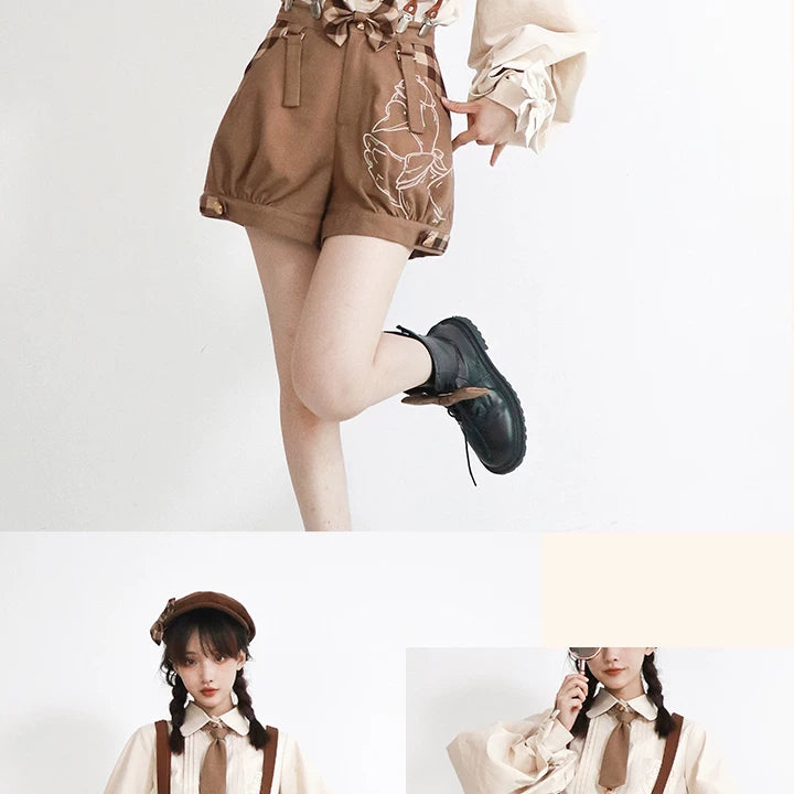 Baozi Pig - Detective Goose - Blouse, Vest and Shorts Options with a Cream Collar