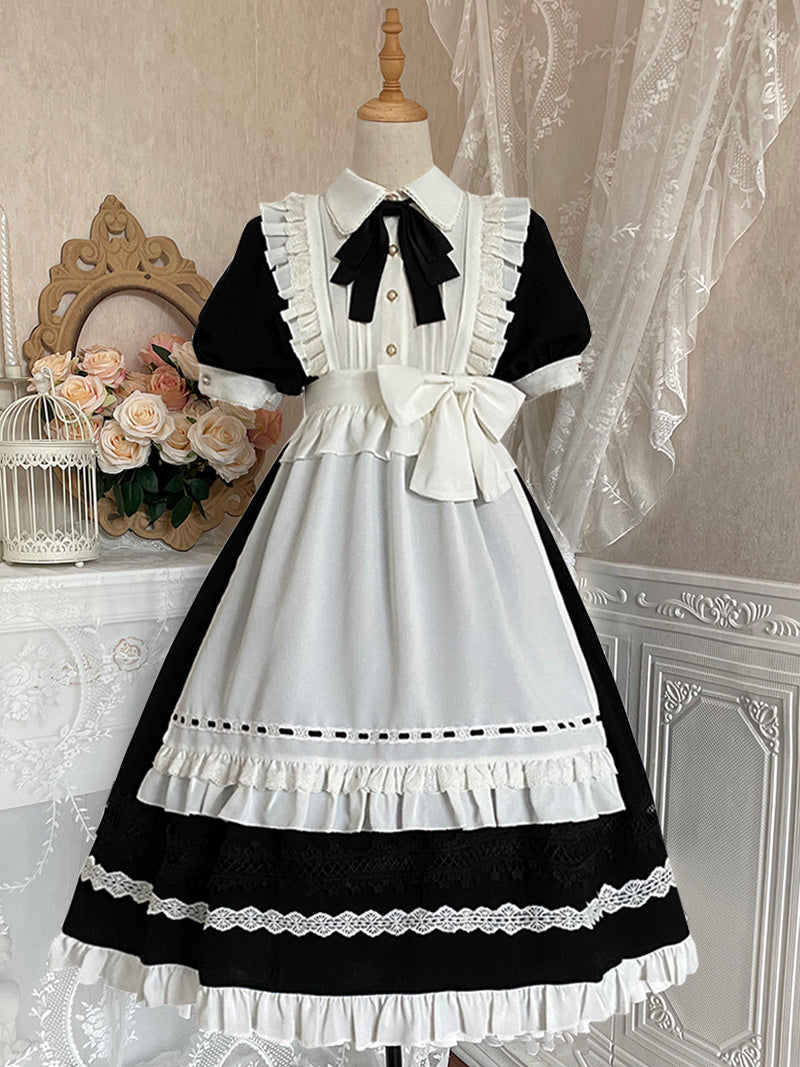 Your Princess - Maid Lolita Puff Sleeve Black Dress - OP Dress