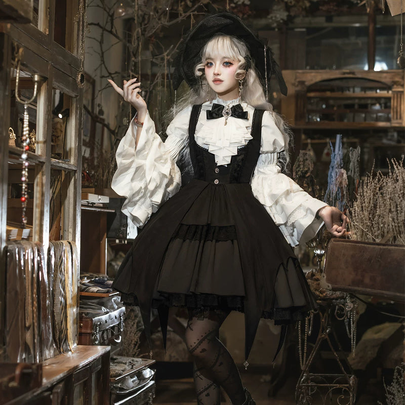 Dawn Witch Gothic & Classic Lolita Outfit Options — Blouse + Pinafore Dress + Hat