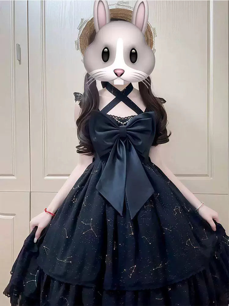 Creamy - Black Shell - Black Lolita dress with oversized bow