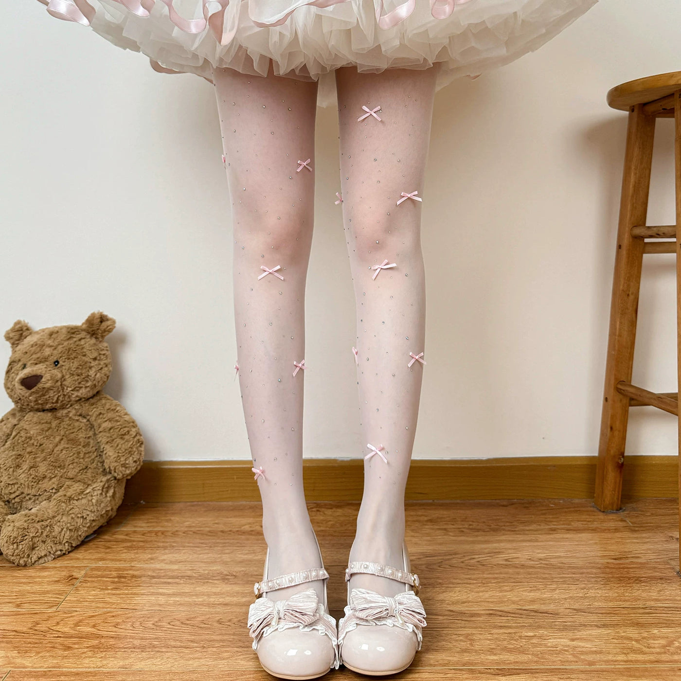 Chubby Bear Tales - Ballet Bow Collection - Tights with Decorative Bow and Motif Variations