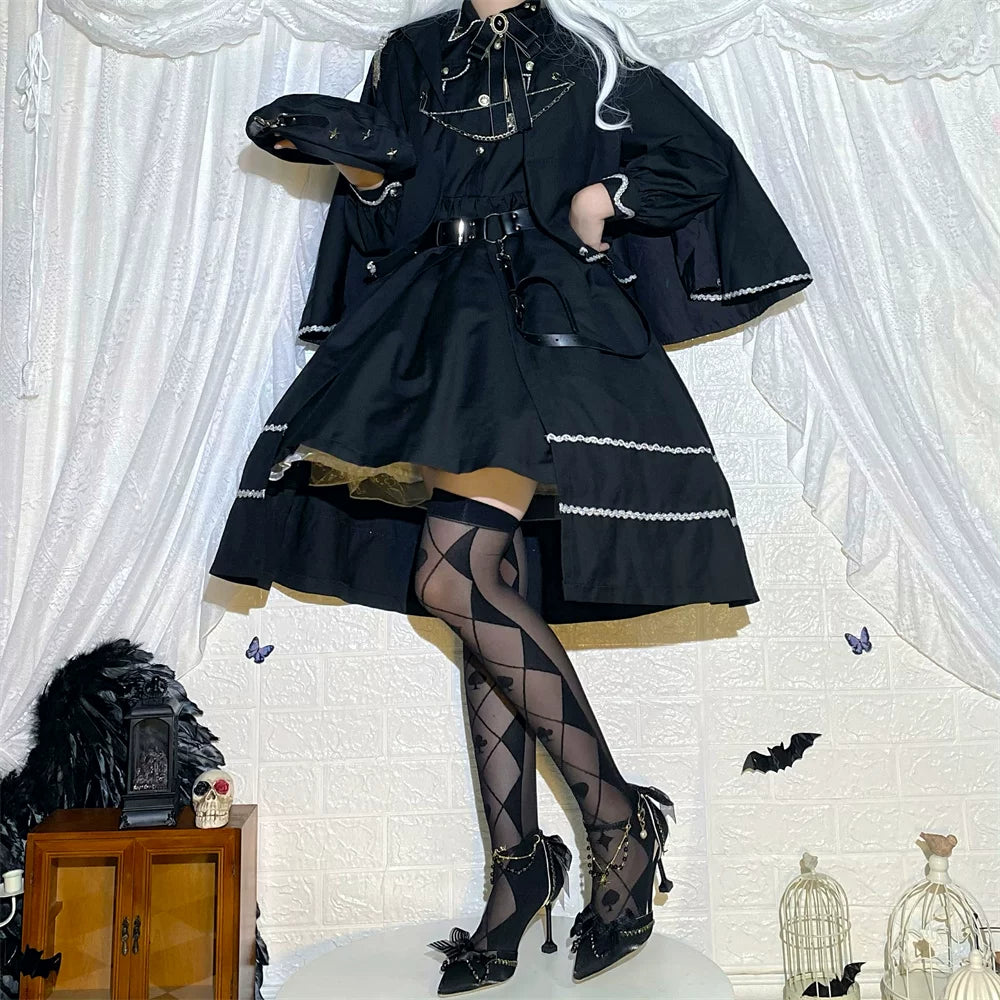 Fantasy Doll - Poker Diamond Grid - Over-the-Knee Socks with Playing-Card Suits