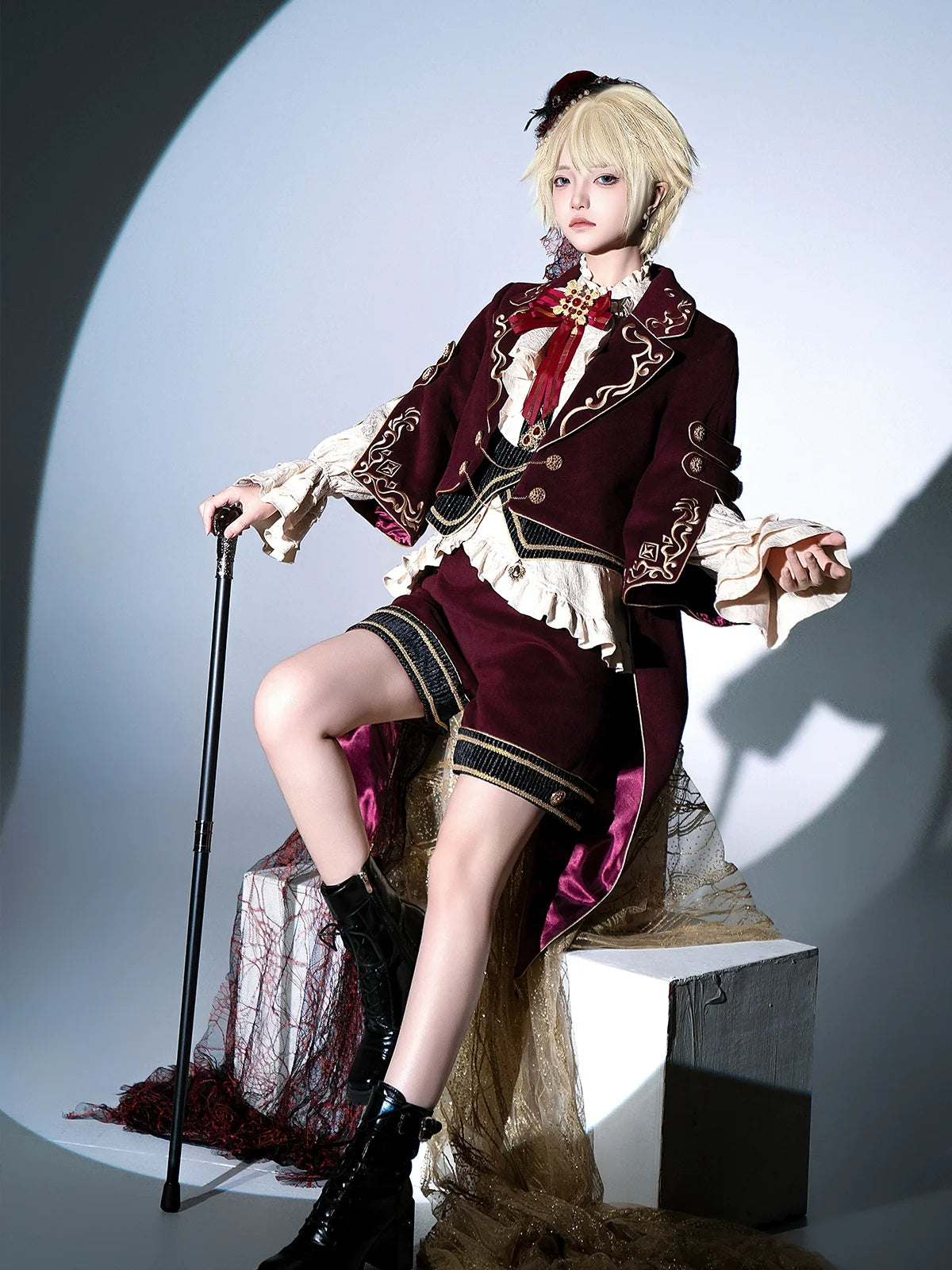 Letters from Unknown Star - Heir - Military Ouji Lolita Blouse, Coat & Shorts Set