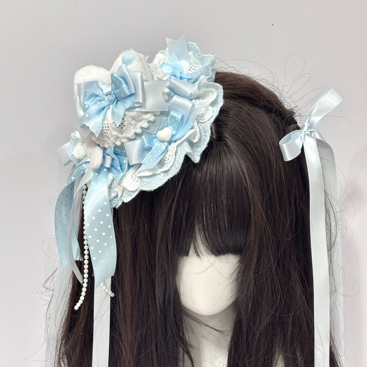 Cat Tart - Cat-Ear Bow - Blue Mini Top Hat with Cat Ears