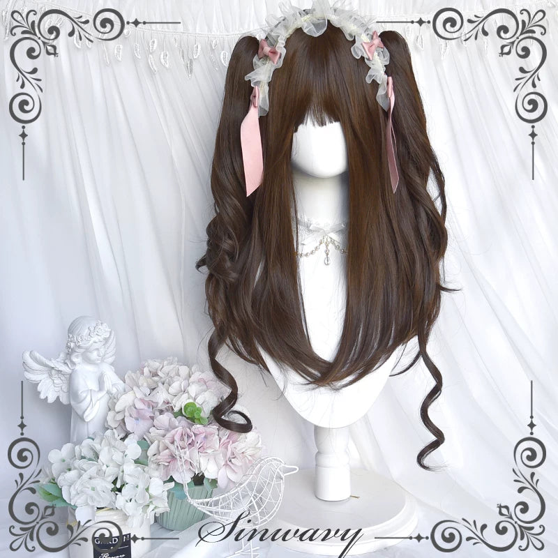 Dark-brown long curly Lolita wig - view 8