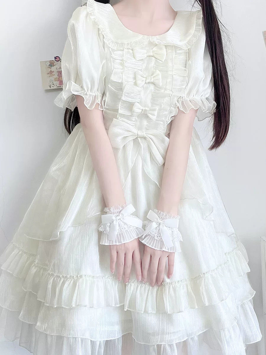 Floral Milk Cat - Bow Lace - Two-piece sleeve cuff set with lace bows