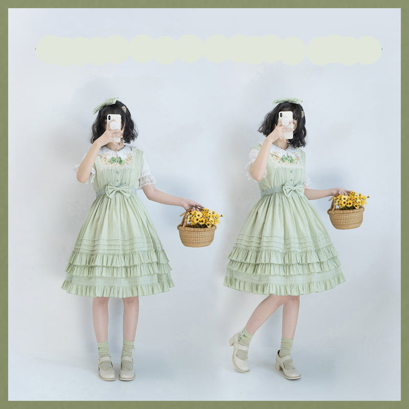 Strawberry Witch - Nelly Girl - Cotton Summer Lolita JSK Dress with Embroidery