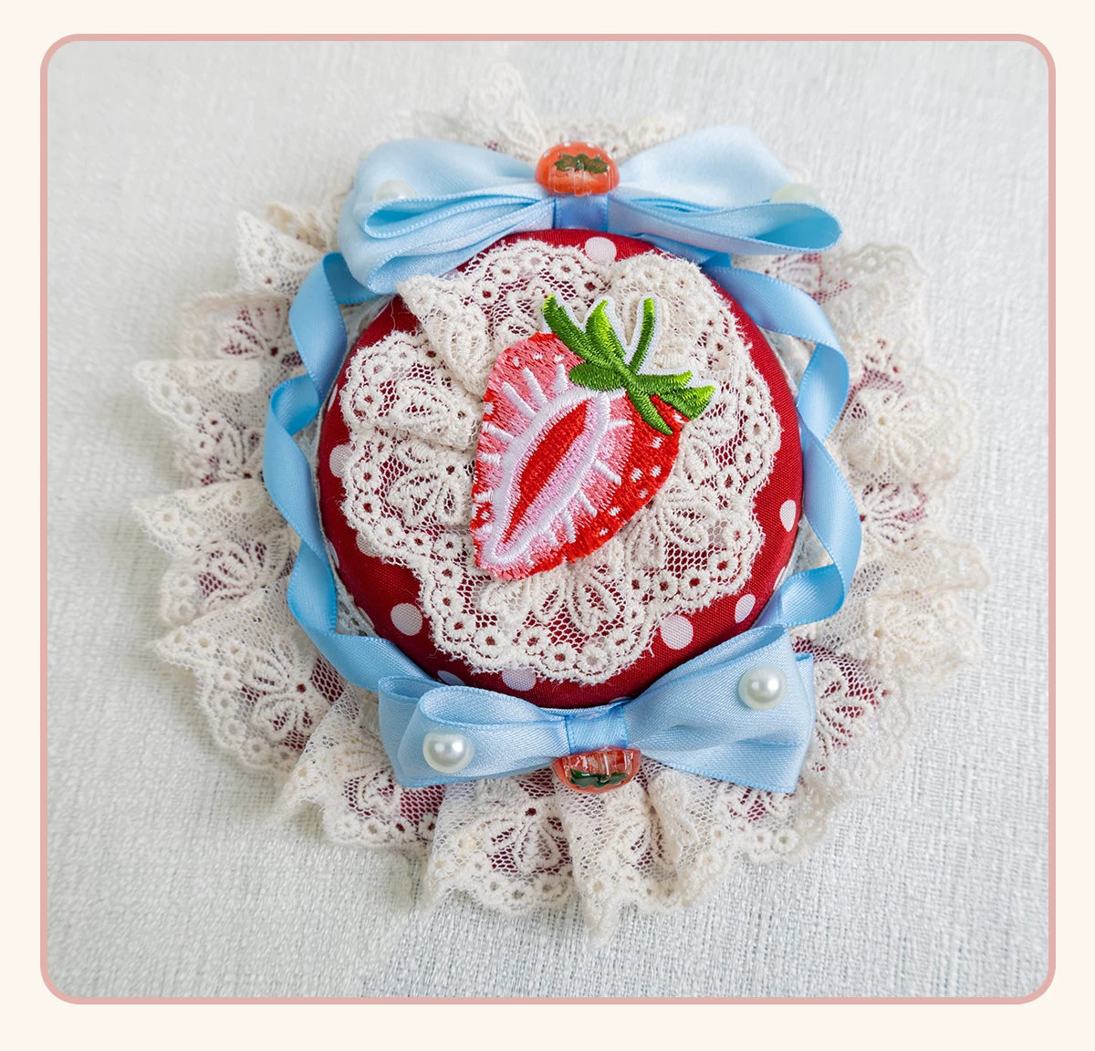 Stardust Rose - Strawberry Polka Dot - Six-Style Headwear Selection with Ice-Blue Ribbons