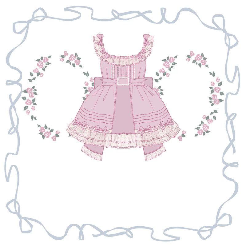 Optional one-size lace-trimmed apron for the Rose Afternoon Tea Lolita OP, with bow details
