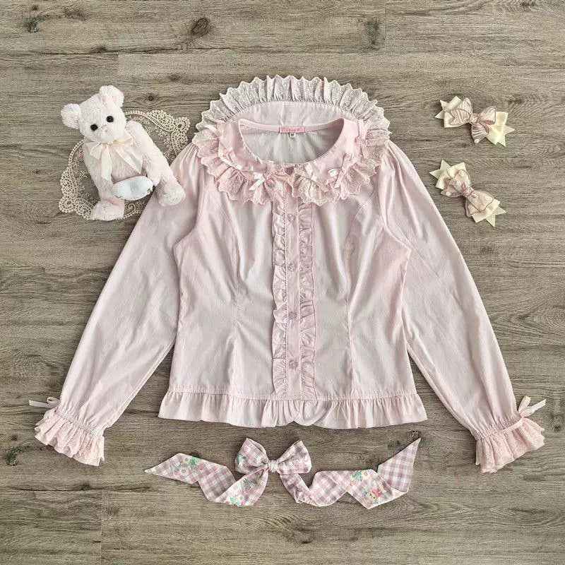 Sweetheart Dream Machine - Doll Ruffle - Long-Sleeve Lolita Blouse with Layered Collar Ruffles