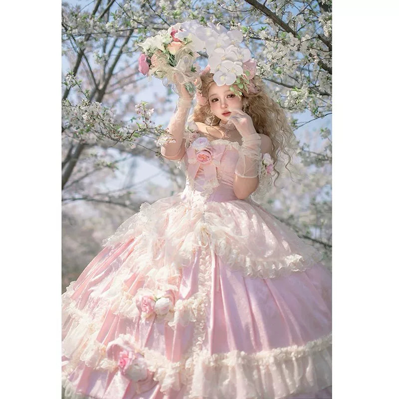 Emoji Dream - Sweet Lolita Rose Ballgown - Blush pink one-piece