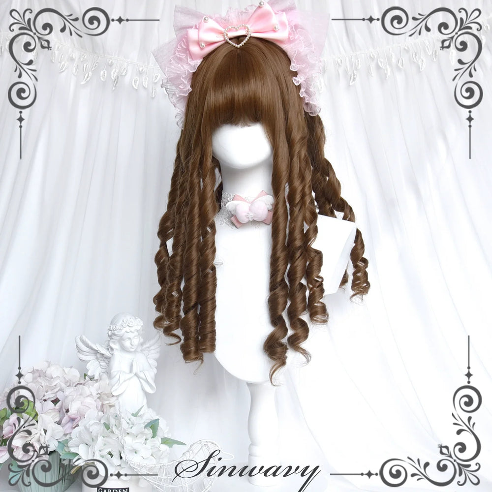 Sinwavy - Doll-like Roman Curl Lolita Wig - Straight Bangs Wig