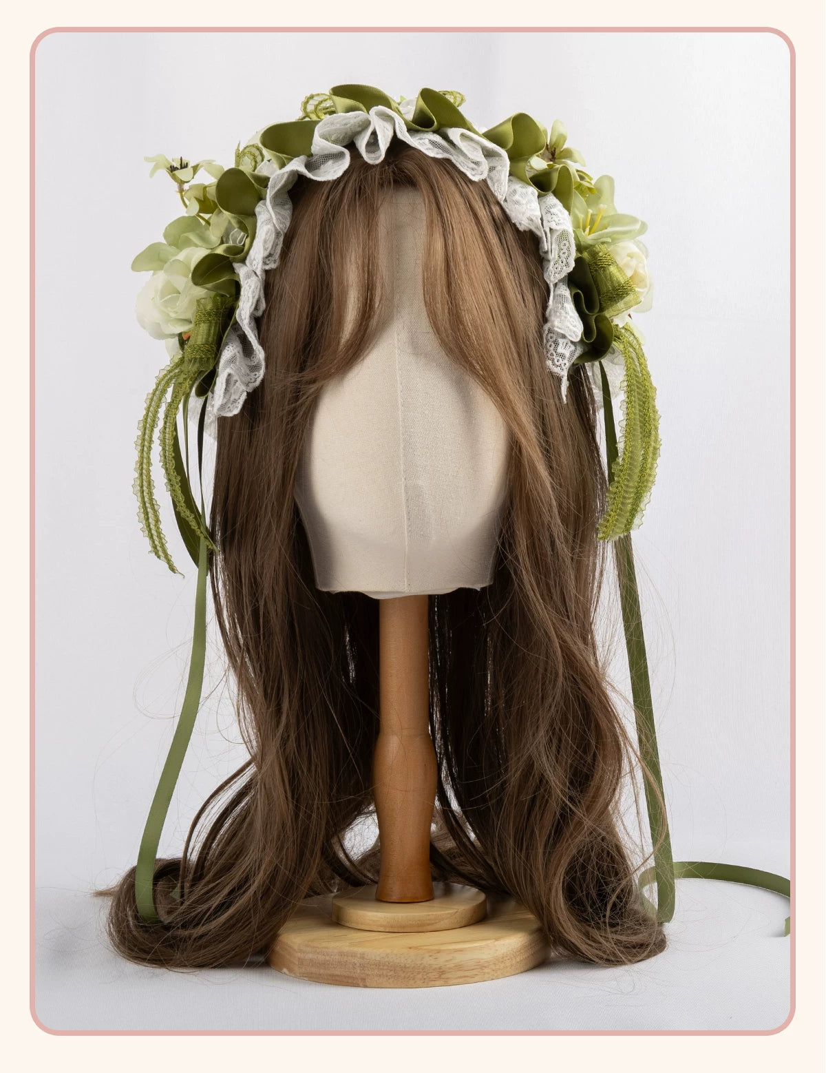 Stardust Rose - Lily of the Valley Woodland - Green Lace Lolita Headwear with Floral Ribbons