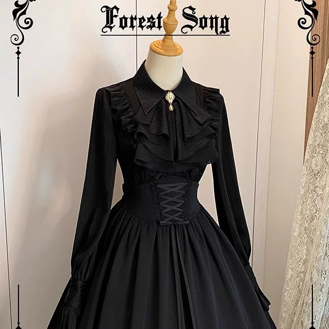 【Forest Song】阿斯特里斯衬衫 现货尖领条纹领结口水巾lolita