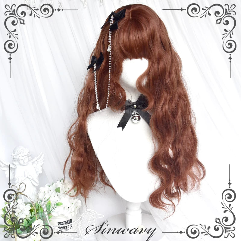 Dark orange-red brown curly Lolita wig - view 7