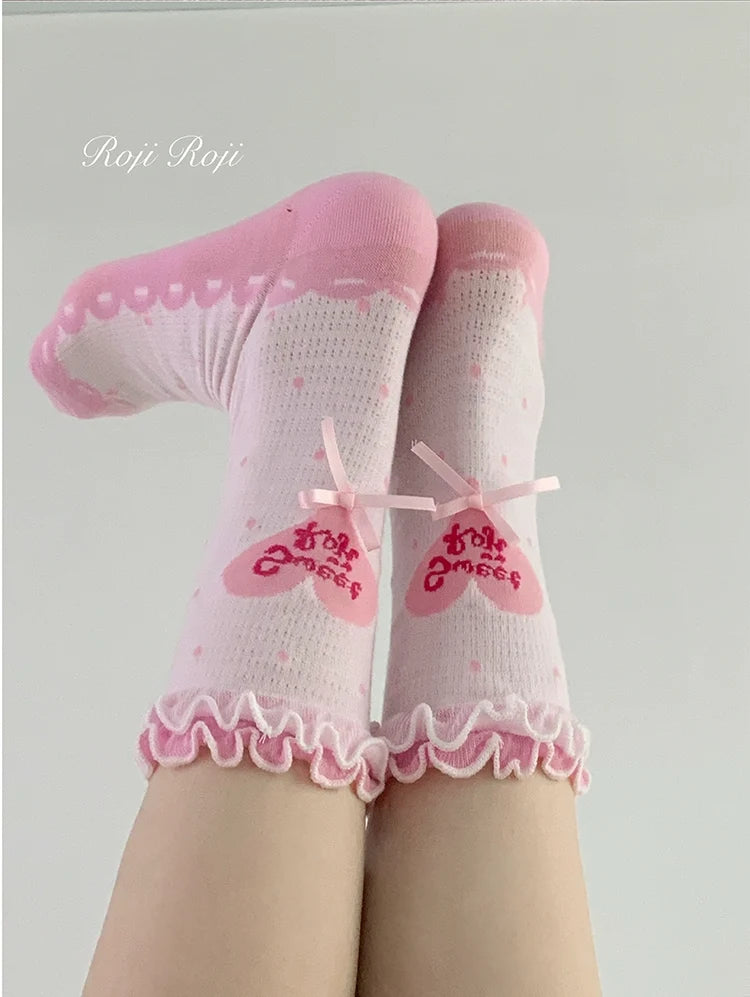 Roji Roji - Sweet Lolita Socks Cute Lolita - Short Socks With Polka Dot Socks