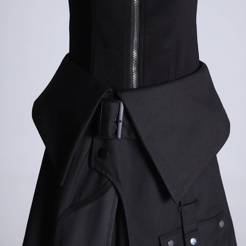 Your Princess - Nightblade - Black Ouji Lolita Apron Pants Suit