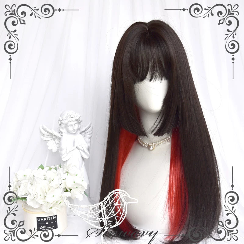 Black straight hime-cut wig with full fringe - view 6