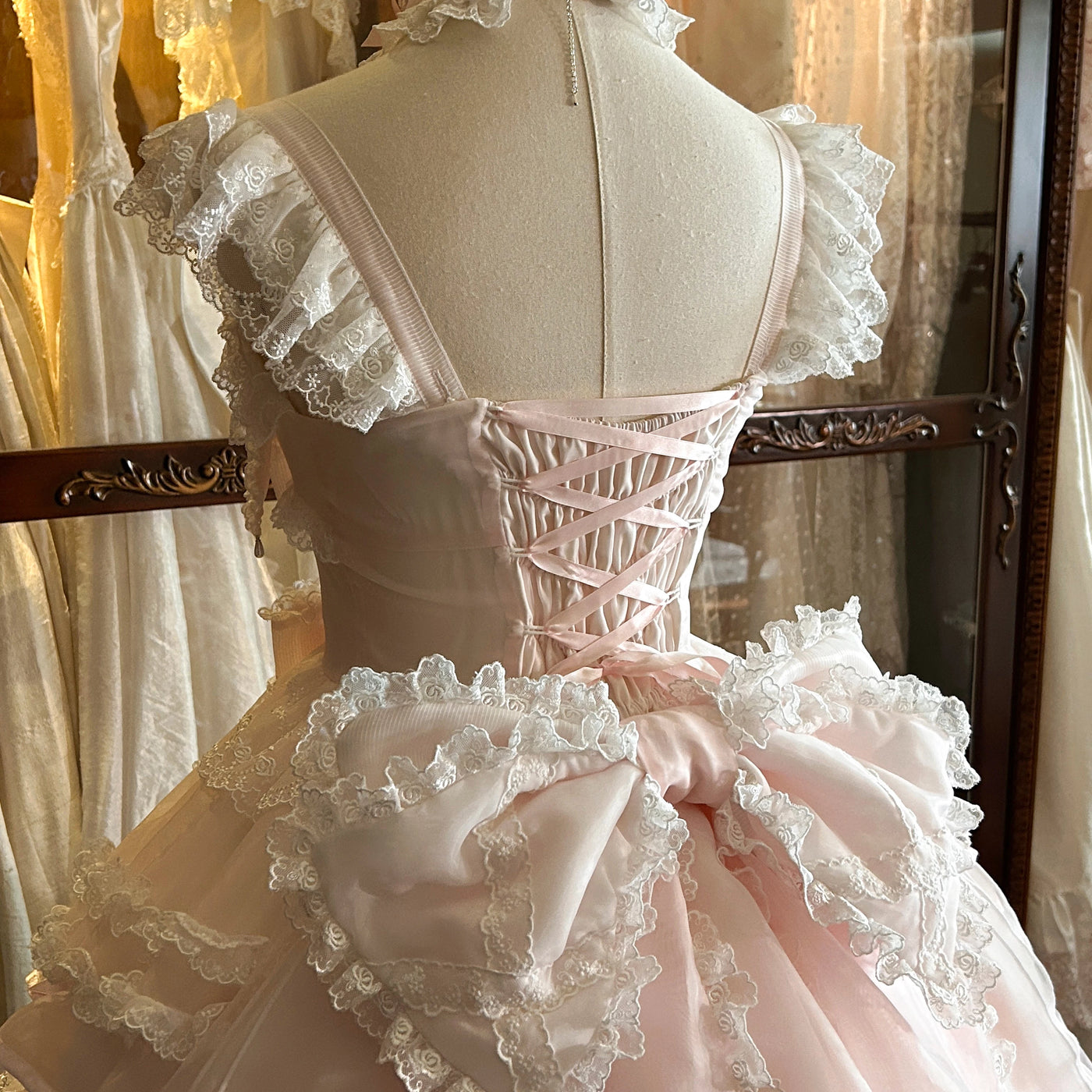 Cherry Snow Love Song - Bridal Lolita JSK Dress Set - detail view 2