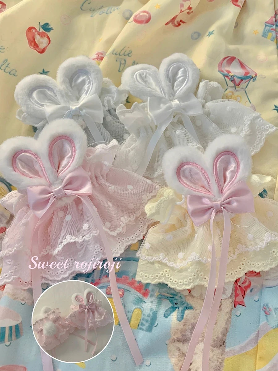 Roji Roji - Cute Lolita Bunny Ears Cuffs Lace - Summer Butterfly Hand Sleeves Hand Accessory
