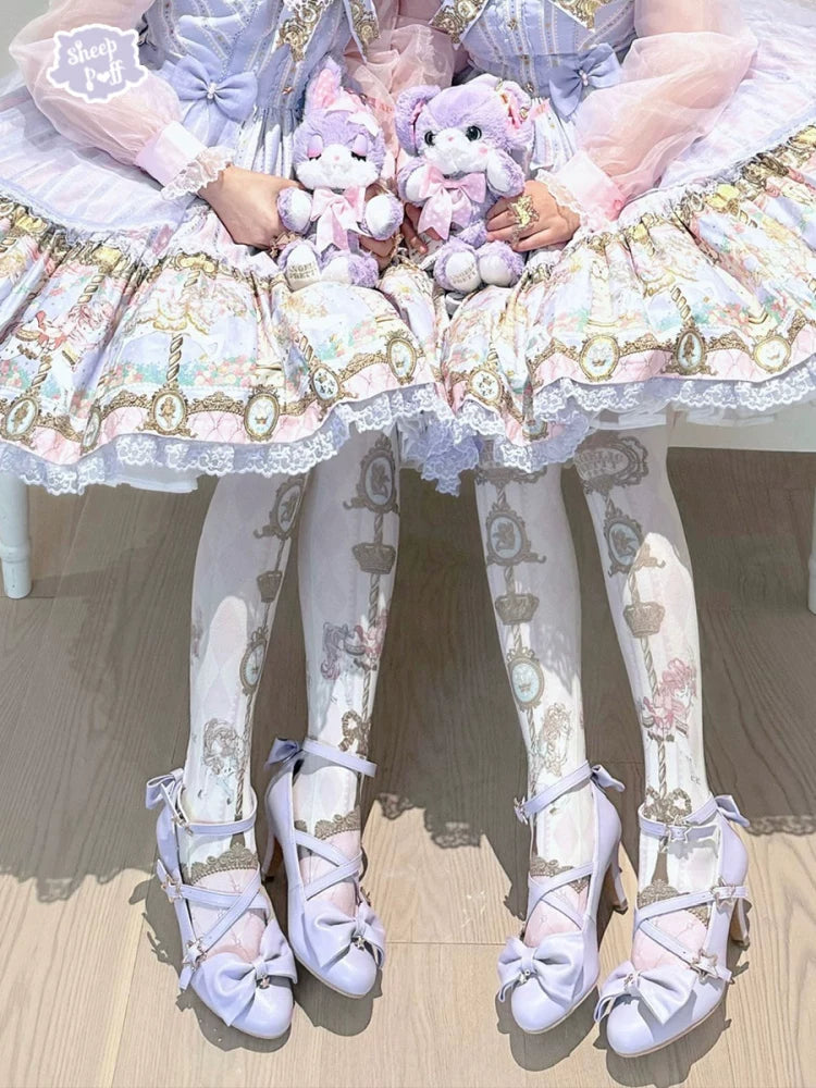 Sheep Puff Starry Dream Lolita Heels, stylish shoes with starry details and a cute, whimsical design.