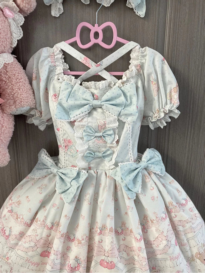 Creamy - Blue Bear - OP dress with a bear print