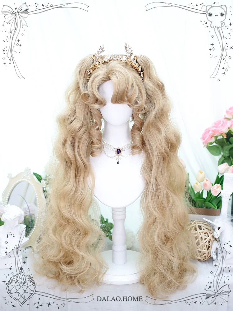 Dalao Home - Lolita Short Curls Hair Oil - Painting Style Double Ponytail Wig Wig