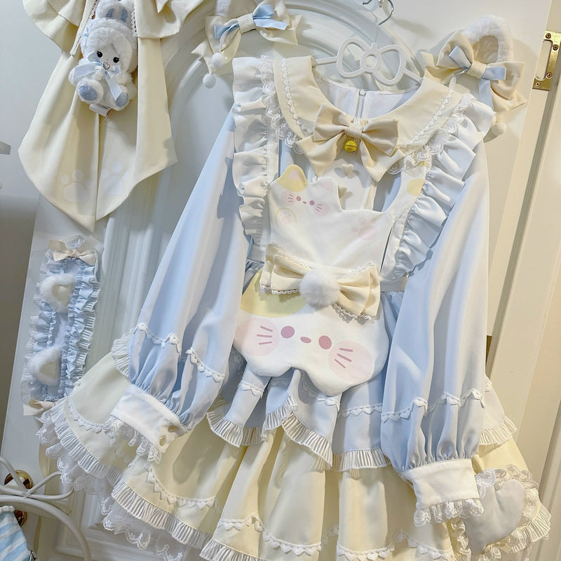 Sweet Tea Girl - Sweet Lolita Cat-Themed Short Sleeve OP Dress