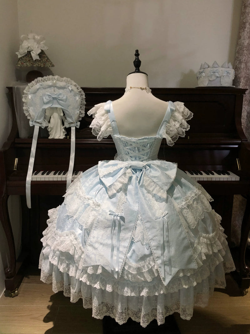 Sugar Girl - Eternal Floral Whisper - Sweet Lolita Tiered JSK Dress with Lace