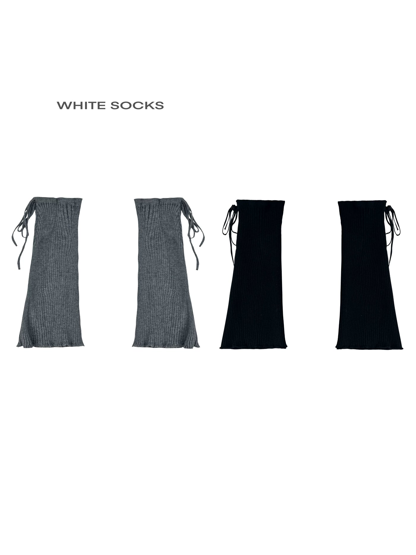 White Socks - Ribbed Contrast Covers - Sock Covers with long tie details