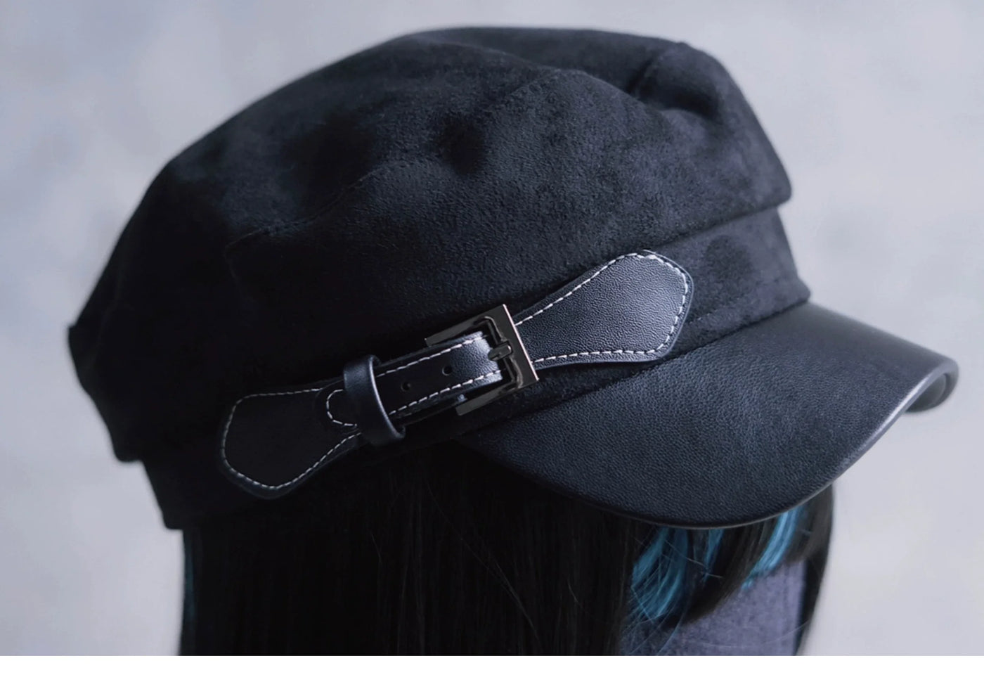 Strange Sugar - Gothic Lolita Hat Leather Buckle - Lolita Newsboy Hat Headwear