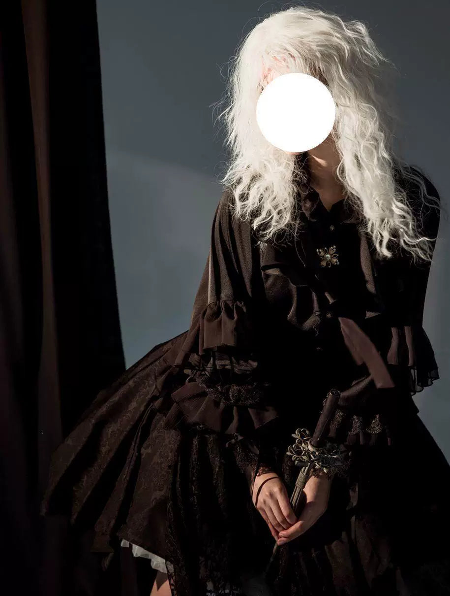 Sweetheart Dream Machine - Dragon Bone Cemetery - Long-Sleeve Blouse with Batwing Sleeves