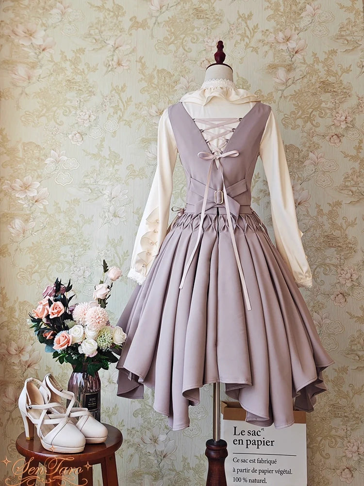 Sentaro - Pleated Irregular Knit Floral Slim - Fit Vest and Half Skirt Set SK Skirt