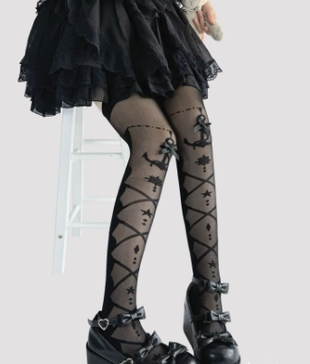 Fantasy Doll - Star Bow - Over-the-knee socks with star motifs and bows