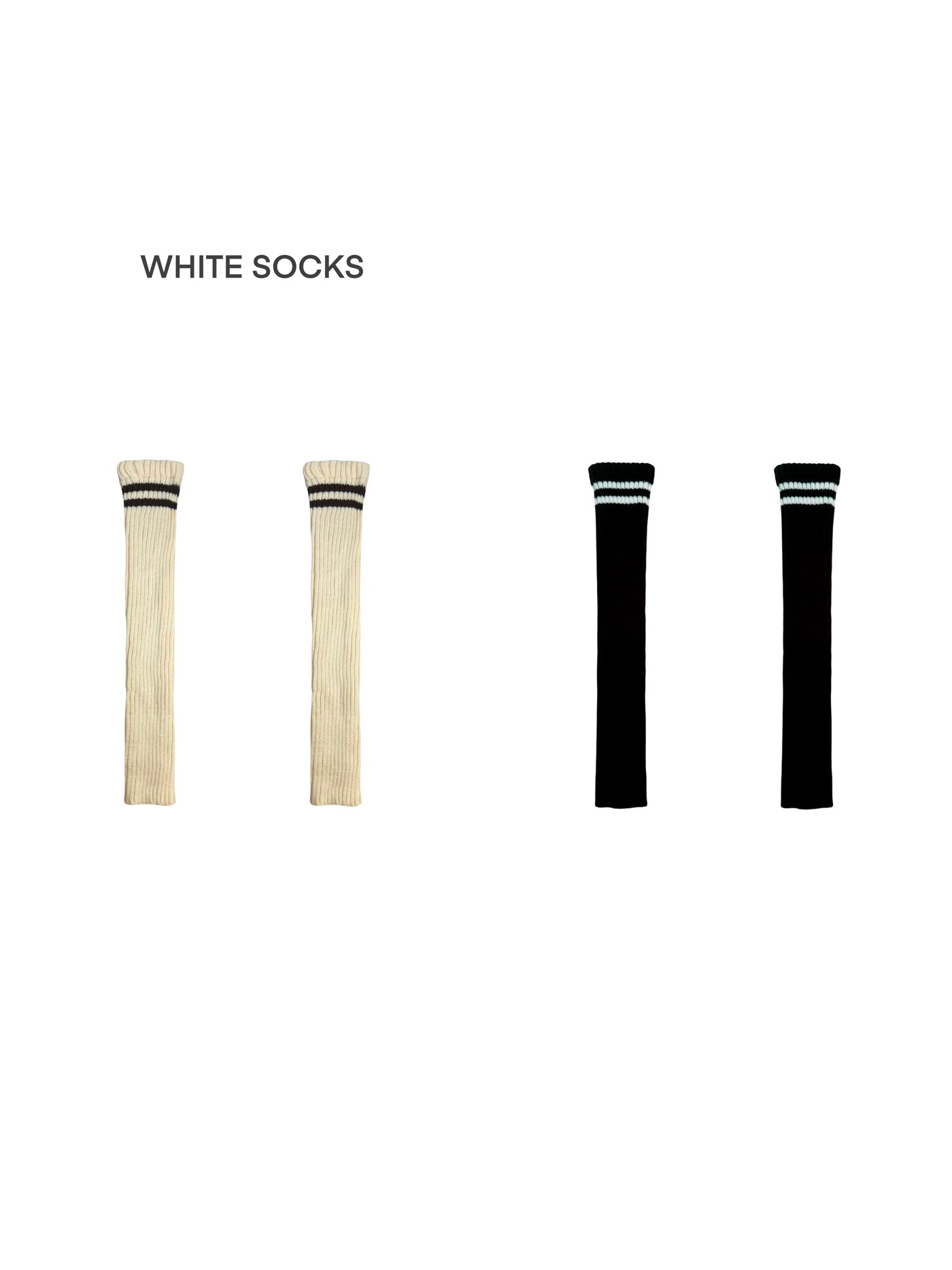 White Socks - Double Stripe - Ribbed Slouch Leg Warmers