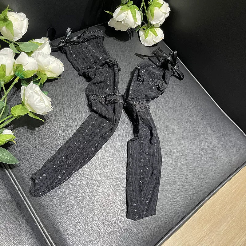 Sock Noble - Three-Tier Lace - Mid-Calf Socks with Ruffled Lace Bands