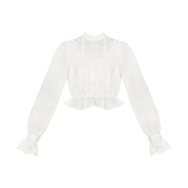With PUJI - Love Poem - Classic Lolita Shawl 3-Color Versatile Spring Innerwear White shirt S