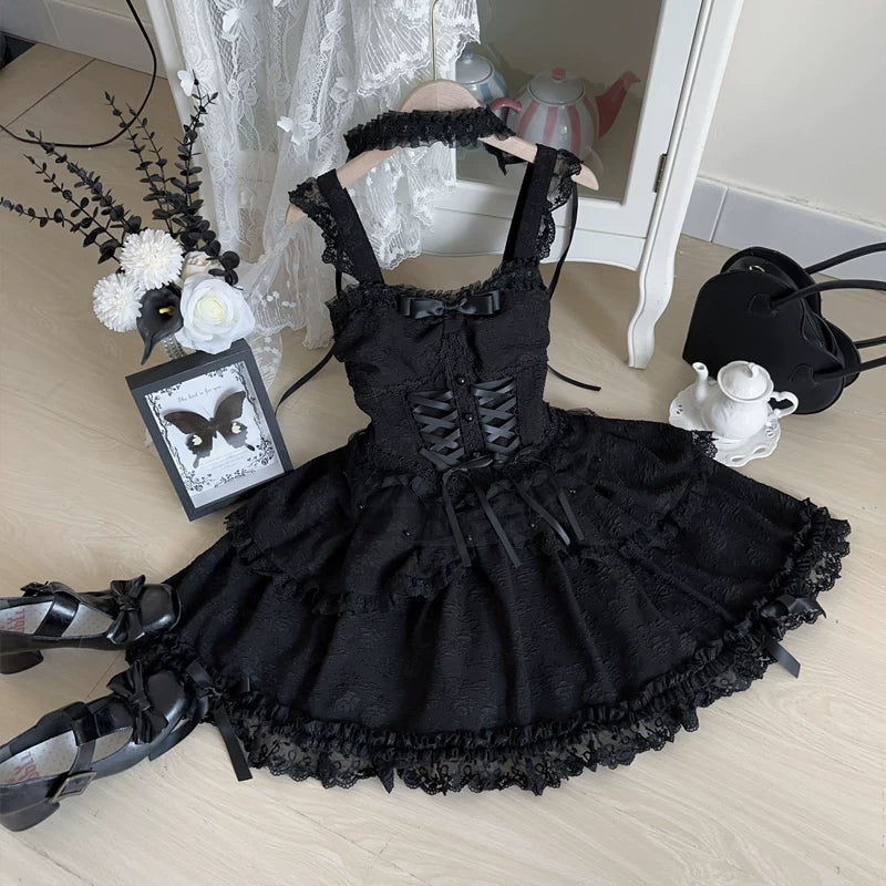 Lady Han Lolita Fufu Ballet bridal JSK dress featuring delicate lace, satin ribbons, and a classic ballet-inspired design.