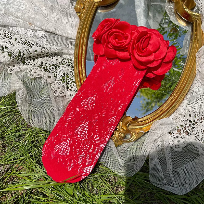 Sock Noble - Camellia Lace - Slouchy Mid-Calf Socks with Flower Cuffs