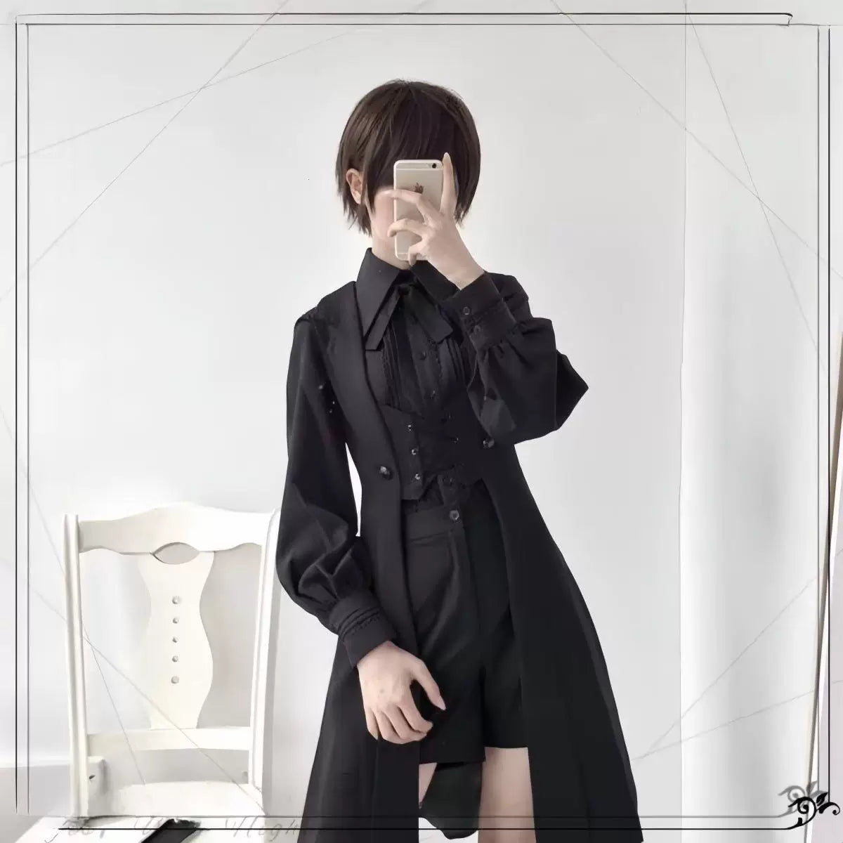 Sweetheart Dream Machine - Dark Night Overture - Long Vest with Lace-Up Waist