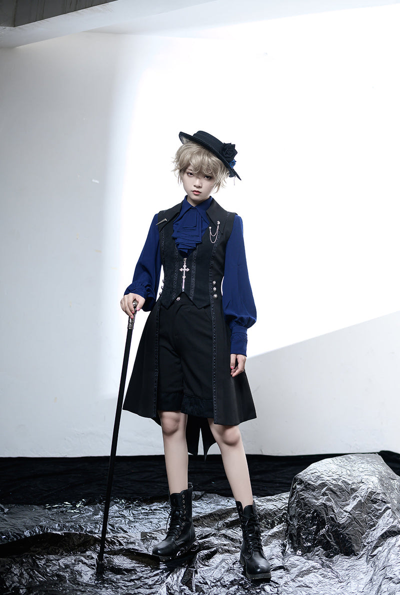 Princess Chronicles - Black and Blue - Gothic Lolita Ouji Top Hat