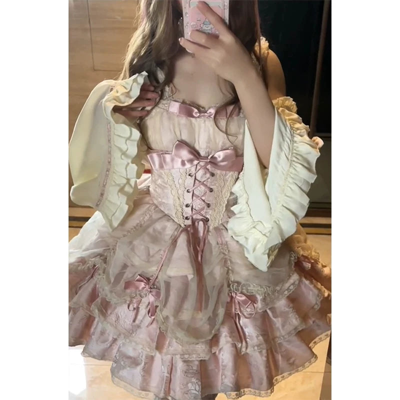Creamy - Pink Princess - Strappy OP Dress with Sleeve Covers