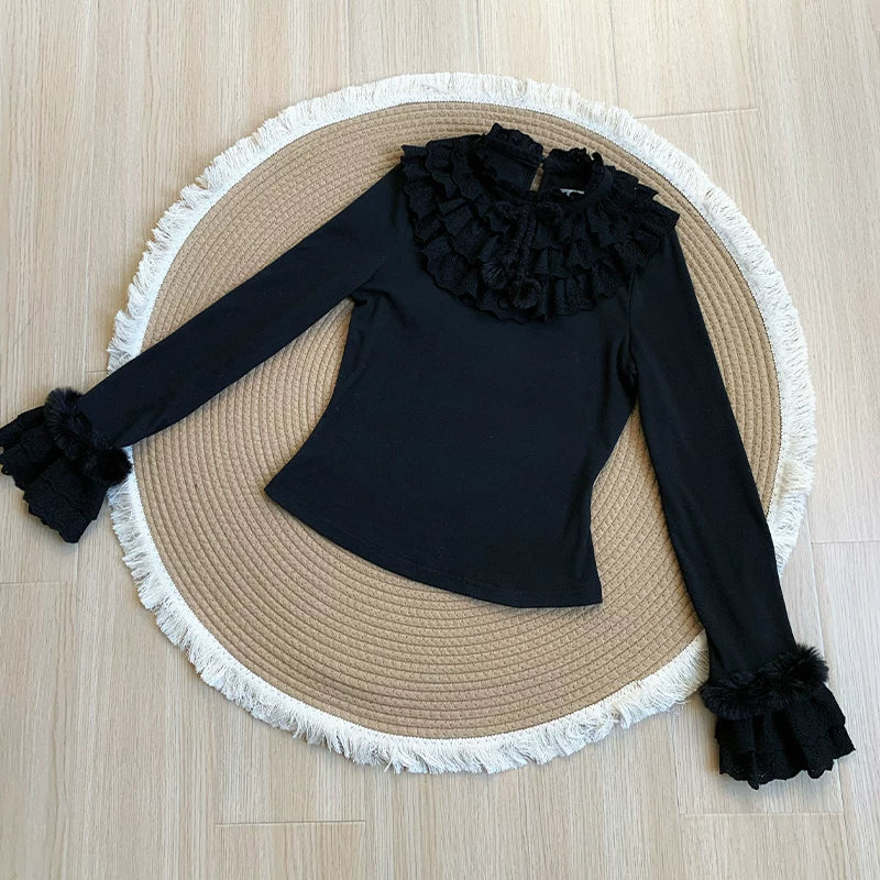 With PUJI - Frostfall - Winter Sweet Lolita Inner Wear, Layered Lace detail view 8