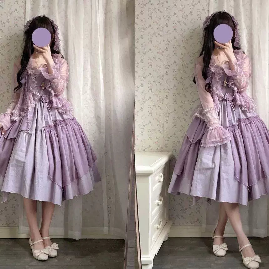 Sweetheart Dream Machine - Flower Wall - Straight-Cut Cardigan Overlay with Layered Ruffles