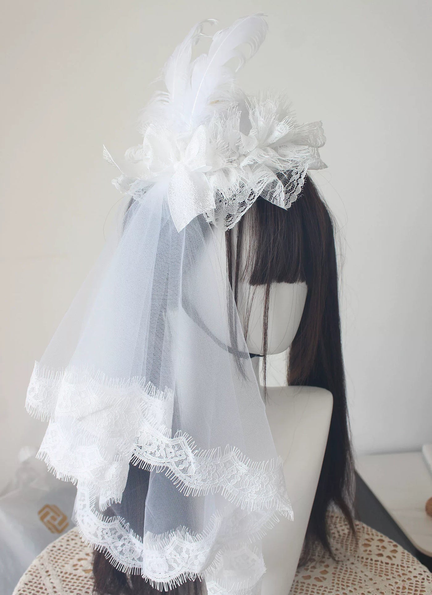 Deer Girl Handmade - Sparrow's Feather - Black and White Hat and Veil Selection