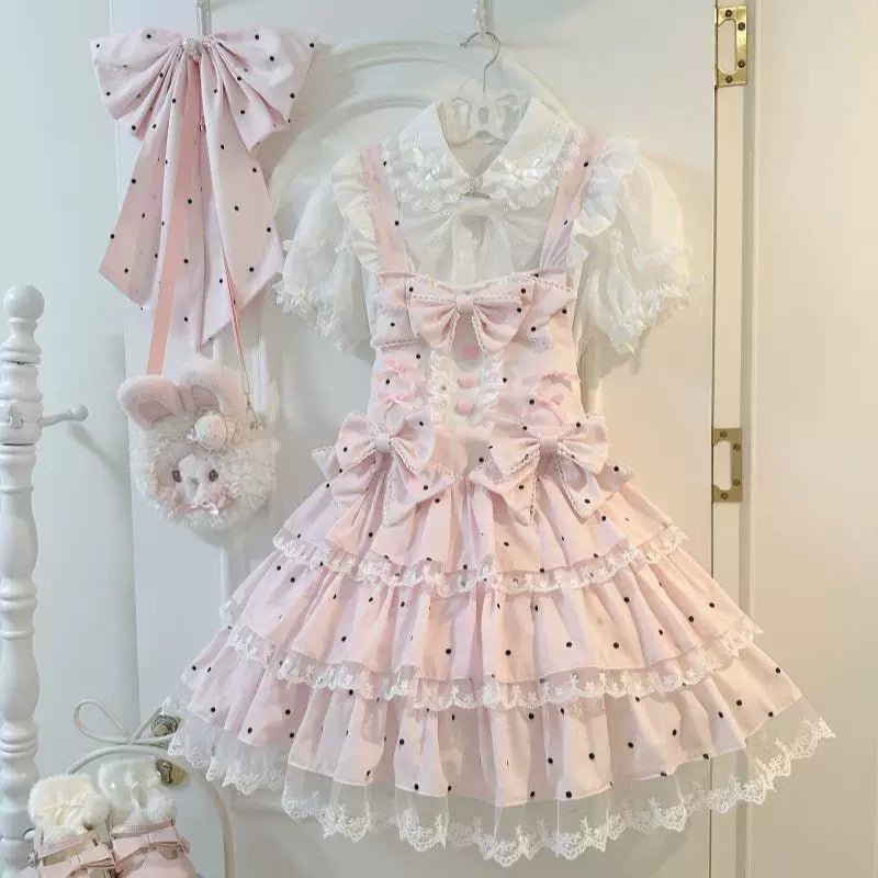 Sweetheart Dream Machine - Retro Cake Layers - JSK Dress with Polka Dots and Bow